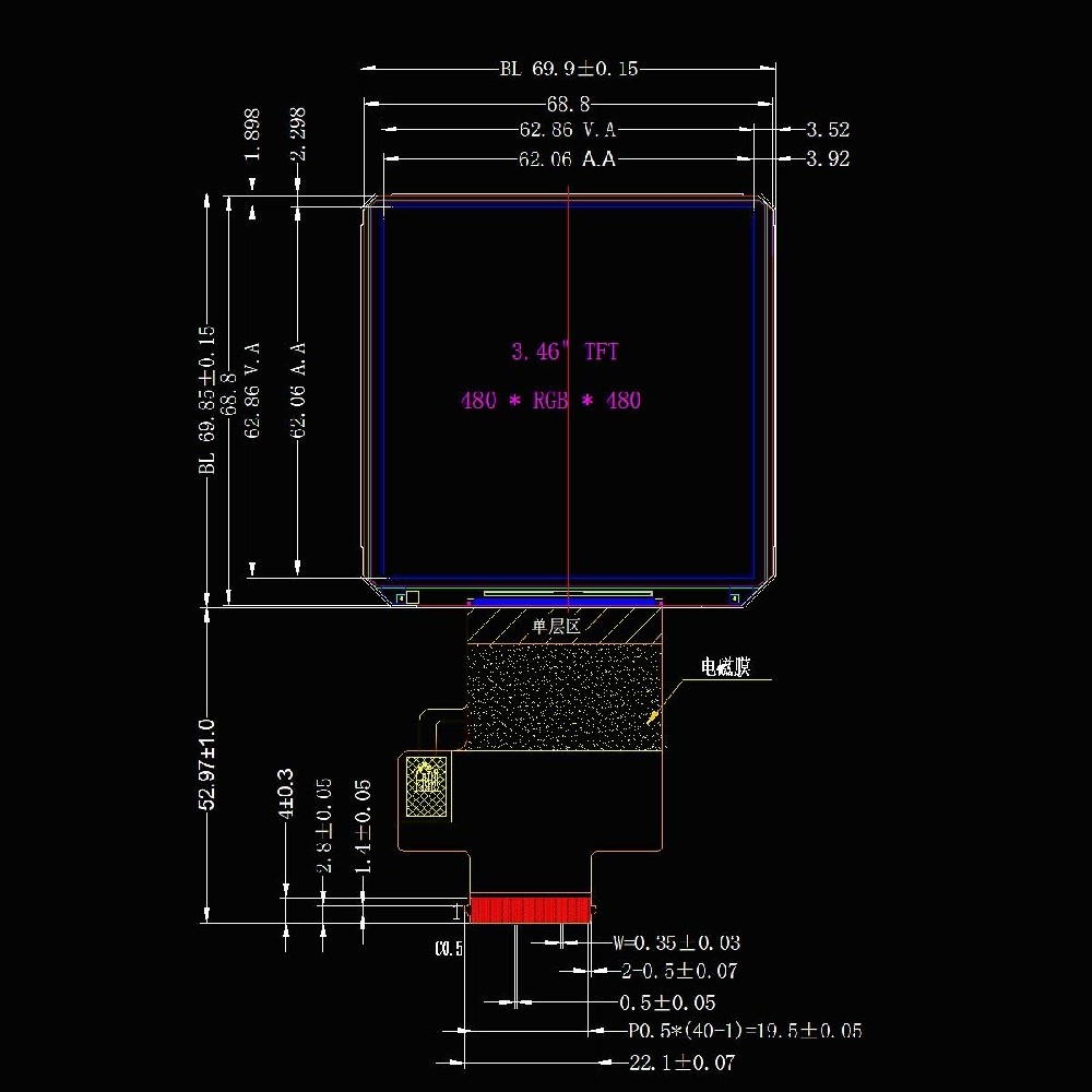 3.46inch TFT LCD